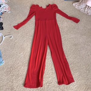 Red puffy sleeved romper
